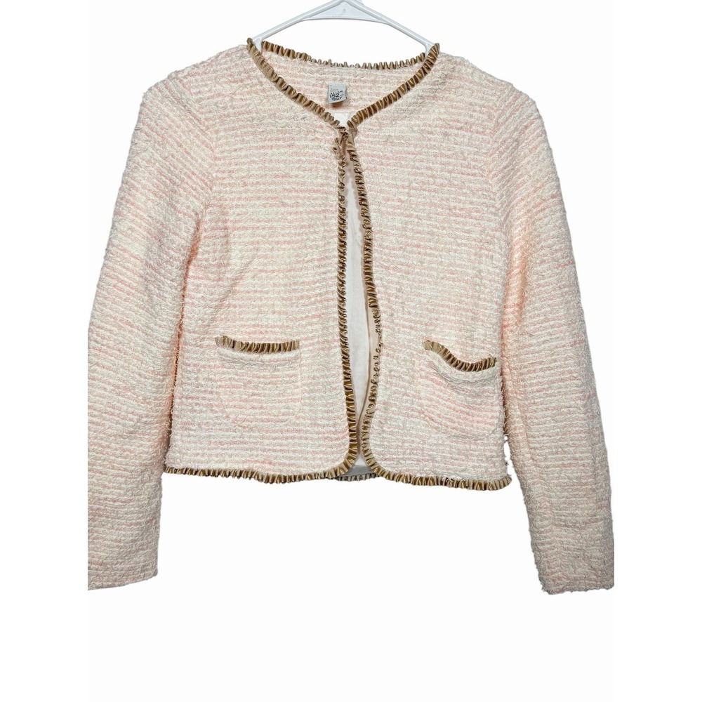 Zara Kids Pink Boucle Tweed Jacket Open Front 11-12 Dressy Old Money Preppy